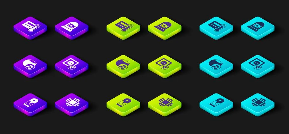 Set Smart coffee machine, Processor with CPU, Voice assistant, electrical outlet Stockillustratie