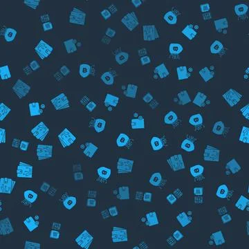 Set Smart contract, Shield with bitcoin, Cryptocurrency wallet and  on seamle Stock Illustration