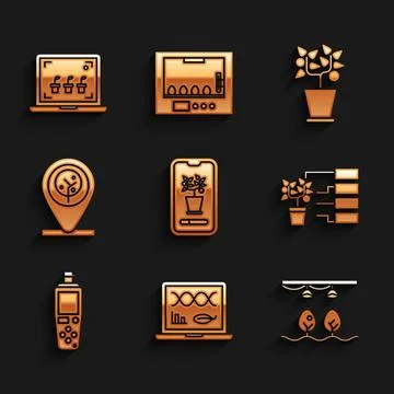 Set Smart control farming system, Genetic engineering modification, with bu.. Stock Illustration