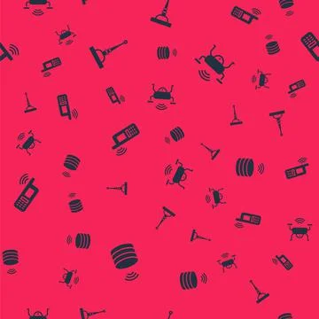 Set Smart data server, Antenna, Mobile with wi-fi wireless and drone system on Stock Illustration