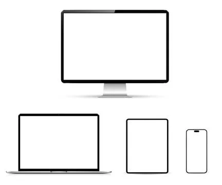 Set of smart devices with blank screen isolated on white background Stock Illustration