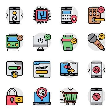 Set of Smart Devices Flat Icons Stock Illustration
