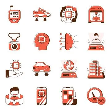 Set of Smart Devices Flat Icons Stock Illustration