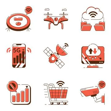 Set of Smart Devices Flat Icons Stock Illustration