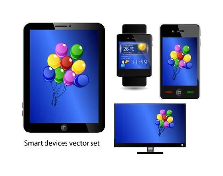 Set of smart devices Stock Illustration