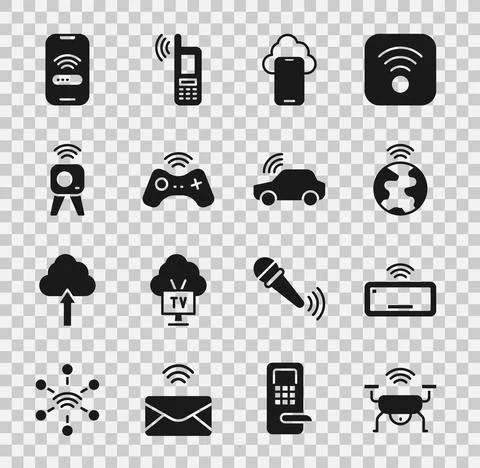 Set Smart drone system, Computer keyboard, Global technology, Cloud data Illustrazione stock