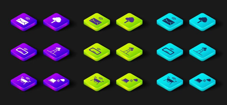 Set Smart drone system, Network cloud connection, Computer keyboard, Satellite 스톡 일러스트