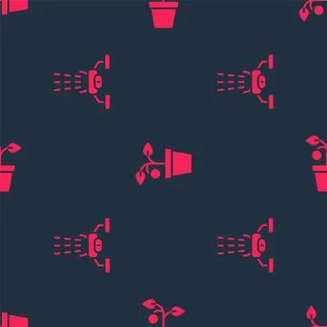 Set Smart farm with drone and Plant in pot on seamless pattern. Vector Stock Illustration