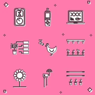 Set Smart farming technology, Portable sensor, Genetic engineering modification Stock Illustration