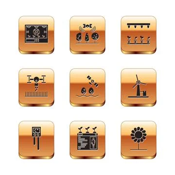 Set Smart farming technology, Temperature and humidity sensor, with drone Stock Illustration