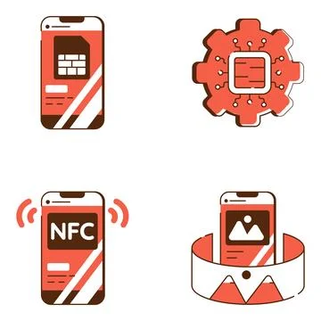 Set of Smart Gadgets Flat Icons Stock Illustration