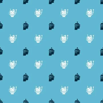 Set Smart glasses and Broken robot on seamless pattern. Vector 스톡 일러스트