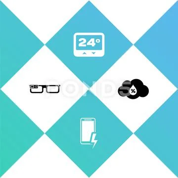 Set Smart glasses, Mobile charging battery, Thermostat and Humidity ...