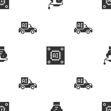 Set Smart glasses, Processor with microcircuits CPU and Autonomous smart car on Stockillustratie