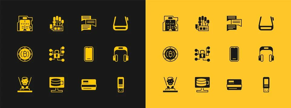 Set Smart glasses on spectacles, Cloud database, Mobile phone, Credit card,.. Stock Illustration