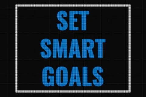 Set Smart Goals text on dark screen Stock Photos