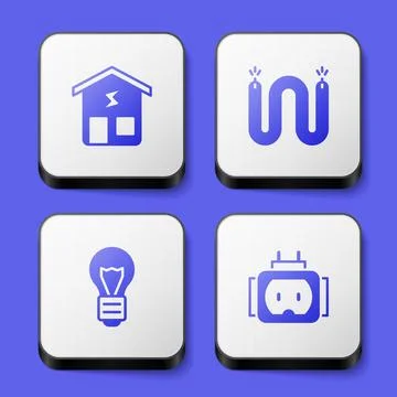 Set Smart home, Electric cable, Creative lamp light idea and Tee plug electric Stock Illustration