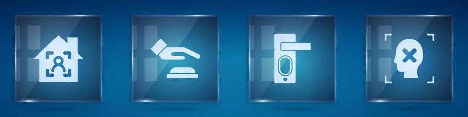 Set Smart home with face id, Palm print recognition, Fingerprint door lock an Illustration