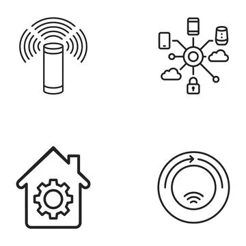 Set of smart home technology icons Stock Illustration