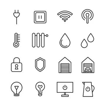 Set of Smart House Related Vector Line Icons. Stock Illustration