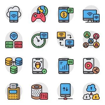 Set of Smart Instruments Flat Icons Stock Illustration