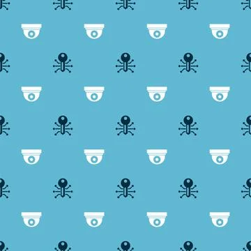 Set Smart key and Security camera on seamless pattern. Vector Illustrazione stock