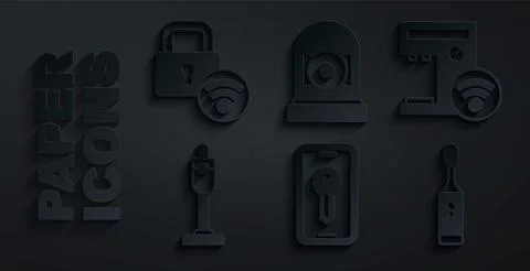 Set Smart key, coffee machine, Vacuum cleaner, Electric toothbrush, Ringing Stock Illustration