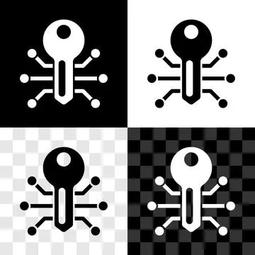 Set Smart key icon isolated on black and white, transparent background. Vector Illustrazione stock