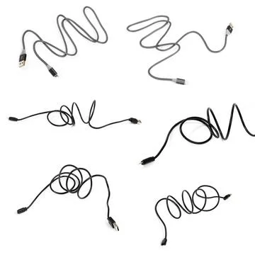 Set of Smart Phone Lightning Cables  Isolated  on white screen Stock Photos