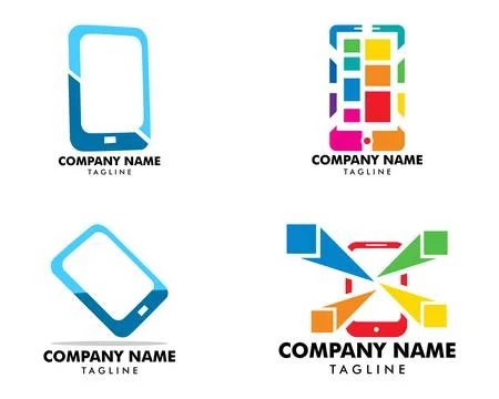 Set of Smart phone logo template design Stock Illustration