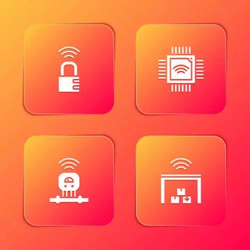 Set Smart safe combination lock, Processor with microcircuits CPU, sensor and Stock Illustration