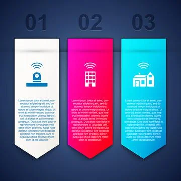 Set Smart security camera, home with wireless and . Business infographic Stock Illustration