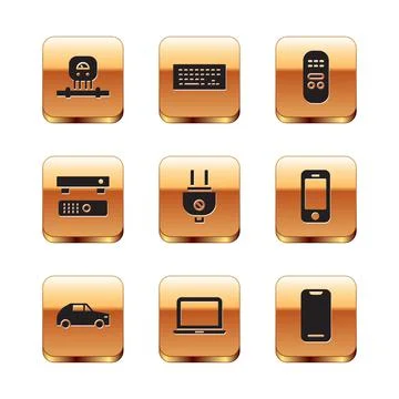 Set Smart sensor, Car, Laptop, Electric plug, Multimedia and TV box, Remote Stock Illustration