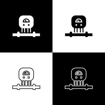 Set Smart sensor system icon isolated on black and white background. Internet of 스톡 일러스트