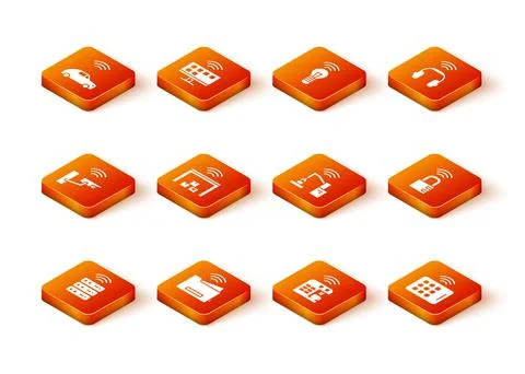 Set Smart server, printer, security camera, warehouse, coffee machine, Robotic Illustrazione stock