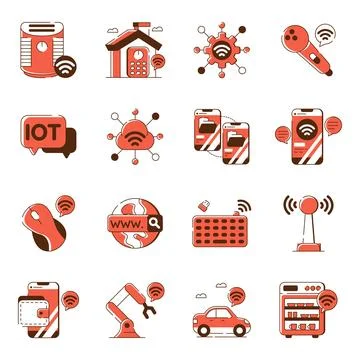 Set of Smart Technology Flat Icons Stock Illustration