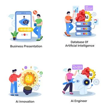 Set of Smart Technology Flat Illustrations Stock Illustration