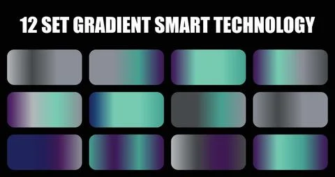 Set of smart technology gradients with abstract metallic colors and shapes for Stock Illustration