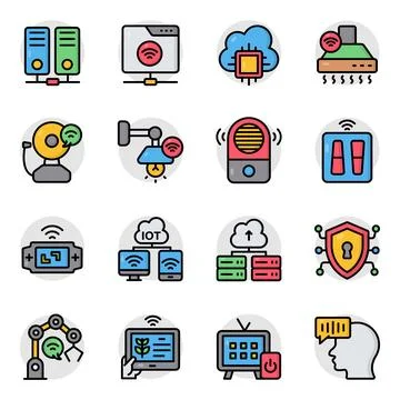 Set of Smart Tools Flat Icons Stock Illustration