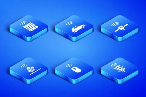 Set Smart traffic light, server, Wireless mouse, antenna, car system with w.. Stockillustratie