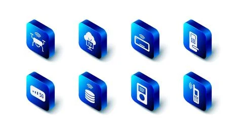 Set Smart Tv, Computer keyboard, Digital door lock, Mobile with wi-fi wirel.. Stock Illustration