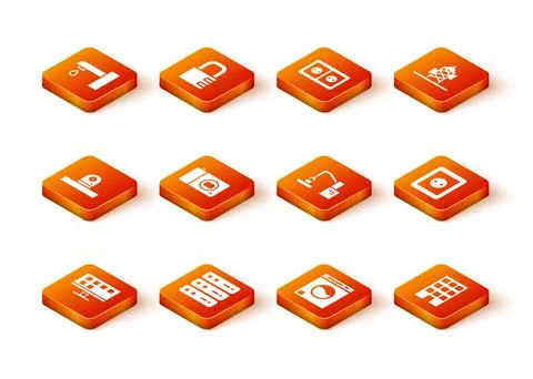 Set Smart Tv, Server, Data, Web Hosting, Security camera, Photo, Washer, Robotic Stock Illustration