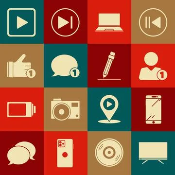 Set Smart Tv, Smartphone, mobile phone, Add to friend, Laptop, Speech bubble Stock Illustration