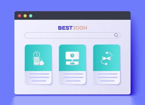 Set Smart Tv time, Waste of and Old hourglass with sand icon. Vector 스톡 일러스트