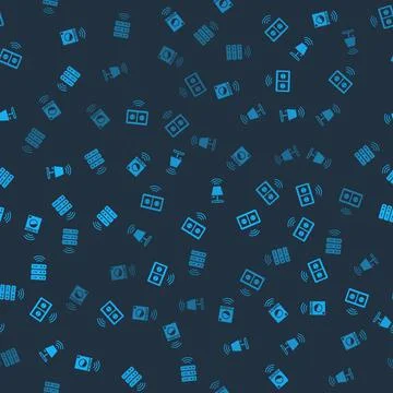 Set Smart washer, electrical outlet, table lamp and server on seamless pattern Stock Illustration