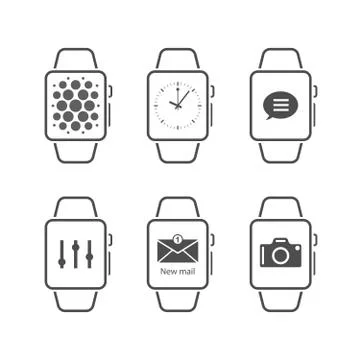 Set of smart watch icons Illustrazione stock