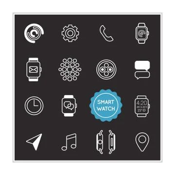 Set of Smart Watch Vector Illustration Elements can be used as Logo or Icon i Stock Illustration
