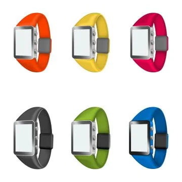 Set of smart watches on a white background Stock Illustration