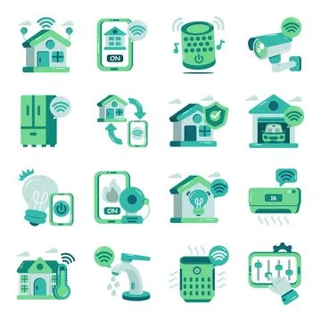 Set of Smarthome Flat Icons Stock Illustration