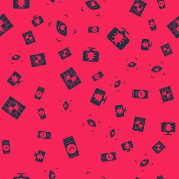 Set Smartphone, Eye scan, Shield with brick wall and System bug on seamless Stock Illustration